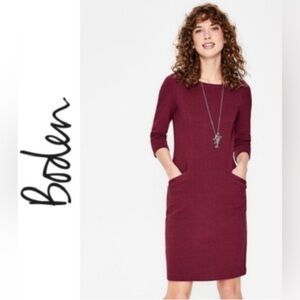 Boden Jasmine Ottoman Shift Dress Ribbed Pockets Womens Sz US 8R Cinammon Color
